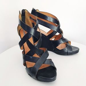 Pour La Victoire Tarissa Black Wedge Sandals Sz 10